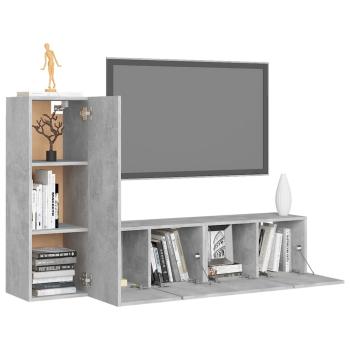 3-tlg. TV-Schrank-Set Betongrau Holzwerkstoff