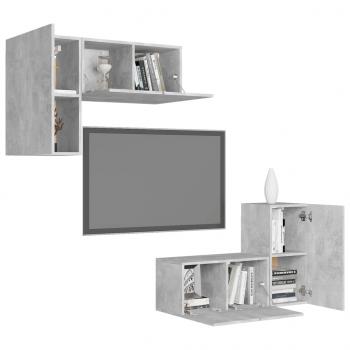 4-tlg. TV-Schrank-Set Betongrau Holzwerkstoff