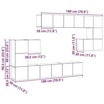 10-tlg. TV-Schrank-Set Betongrau Holzwerkstoff