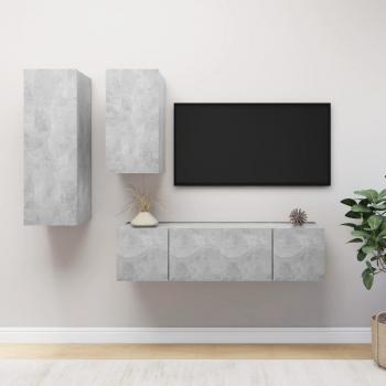 ARDEBO.de - 4-tlg. TV-Schrank-Set Betongrau Holzwerkstoff