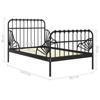 Ausziehbett Schwarz Metall 80x130/200 cm