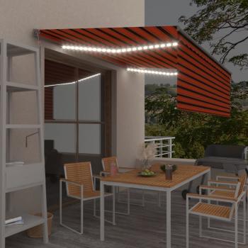 ARDEBO.de - Markise Automatisch mit Rollo LED Windsensor 4x3 m Orange Braun