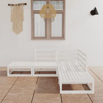 ARDEBO.de - 5-tlg. Garten-Lounge-Set Weiß Massivholz Kiefer
