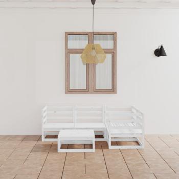 ARDEBO.de - 5-tlg. Garten-Lounge-Set Weiß Massivholz Kiefer