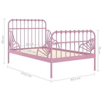 Ausziehbett Rosa Metall 80x130/200 cm