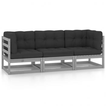 ARDEBO.de - 3-Sitzer-Gartensofa mit Kissen Kiefer Massivholz