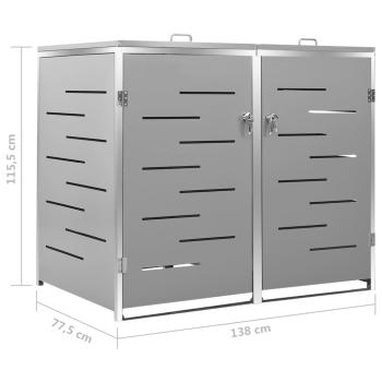 Mülltonnenbox für 2 Tonnen 138x77,5x115 cm Edelstahl