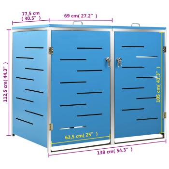 Mülltonnenbox für 2 Tonnen 138x77,5x112,5 cm Edelstahl