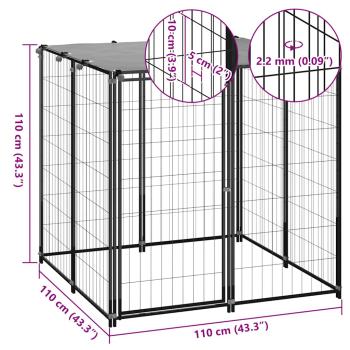 Hundezwinger 110x110x110 cm Stahl Schwarz