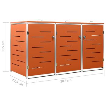 Mülltonnenbox für 3 Tonnen 207x77,5x115 cm Edelstahl