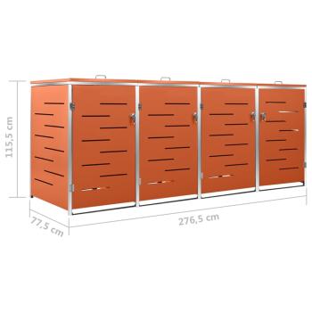 Mülltonnenbox für 4 Tonnen 276,5x77,5x112,5 cm Edelstahl