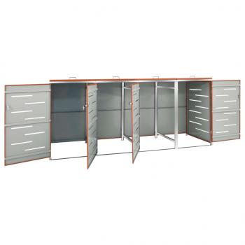 Mülltonnenbox für 4 Tonnen 276,5x77,5x112,5 cm Edelstahl