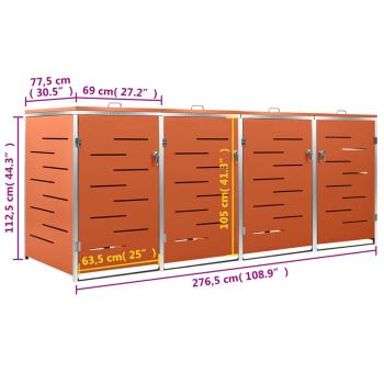 Mülltonnenbox für 4 Tonnen 276,5x77,5x112,5 cm Edelstahl
