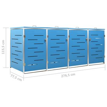Mülltonnenbox für 4 Tonnen 276,5x77,5x112,5 cm Edelstahl