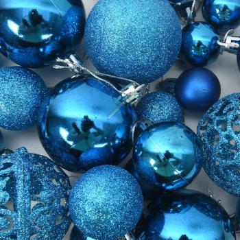 100-tlg. Weihnachtskugel-Set Blau