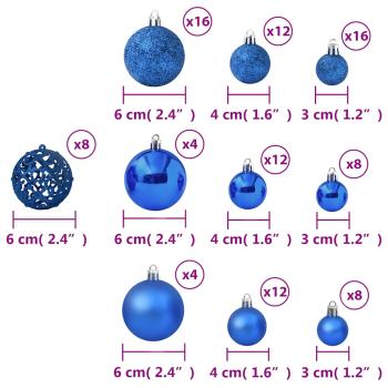 100-tlg. Weihnachtskugel-Set Blau