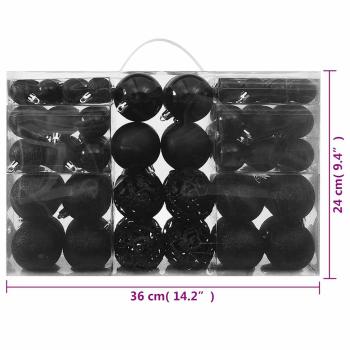 100-tlg. Weihnachtskugel-Set Schwarz