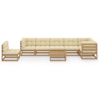 8-tlg. Garten-Lounge-Set mit Kissen Massivholz Kiefer