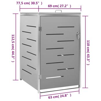 Mülltonnenbox für 1 Tonne 69x77,5x115 cm Edelstahl