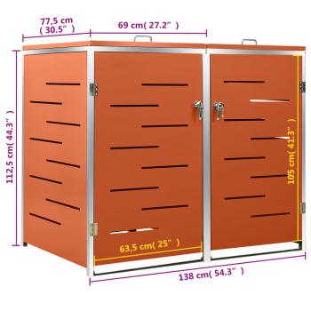 Mülltonnenbox für 2 Tonnen 138x77,5x112,5 cm Edelstahl
