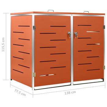 Mülltonnenbox für 2 Tonnen 138x77,5x115 cm Edelstahl