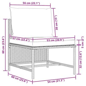 3-tlg. Garten-Sofagarnitur mit Kissen Grau Poly Rattan