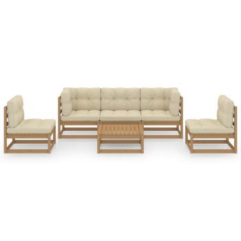 6-tlg. Garten-Lounge-Set mit Kissen Kiefer Massivholz
