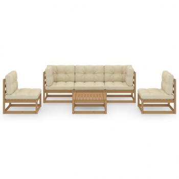 6-tlg. Garten-Lounge-Set mit Kissen Kiefer Massivholz