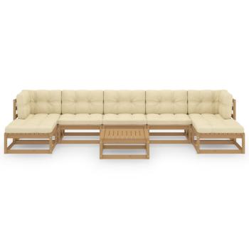 8-tlg Garten-Lounge-Set mit Kissen Honigbraun Massivholz Kiefer