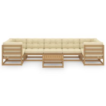 8-tlg Garten-Lounge-Set mit Kissen Honigbraun Massivholz Kiefer