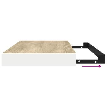 Schweberegale 2 Stk. Eichen-Optik und Weiß 80x23,5x3,8 cm MDF