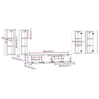 6-tlg. TV-Schrank-Set Sonoma-Eiche Holzwerkstoff