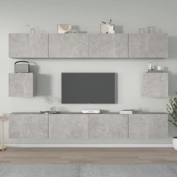ARDEBO.de - 6-tlg. TV-Schrank-Set Betongrau Holzwerkstoff