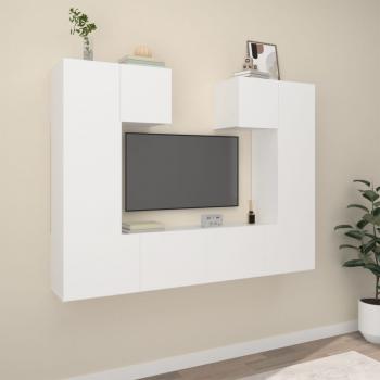 ARDEBO.de - 6-tlg. TV-Schrank-Set Weiß Holzwerkstoff