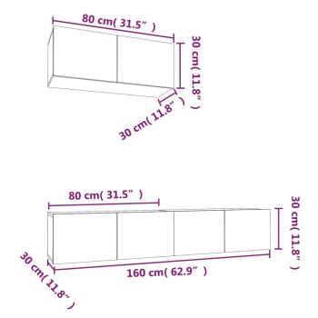3-tlg. TV-Schrank-Set Betongrau Holzwerkstoff