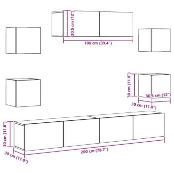 7-tlg. TV-Schrank-Set Räuchereiche Holzwerkstoff