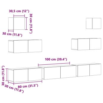 7-tlg. TV-Schrank-Set Betongrau Holzwerkstoff