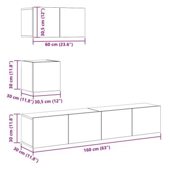 4-tlg. TV-Schrank-Set Grau Sonoma Holzwerkstoff