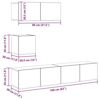 4-tlg. TV-Schrank-Set Betongrau Holzwerkstoff