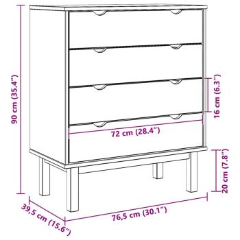 Schubladenschrank OTTA 76,5x39,5x90 cm Massivholz