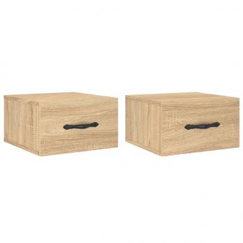 Wand-Nachttische 2 Stk. Sonoma-Eiche 35x35x20 cm