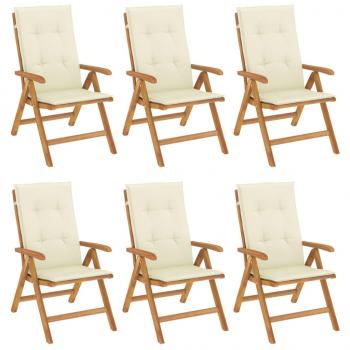 Gartenstühle mit Kissen 6 Stk. Massivholz Teak