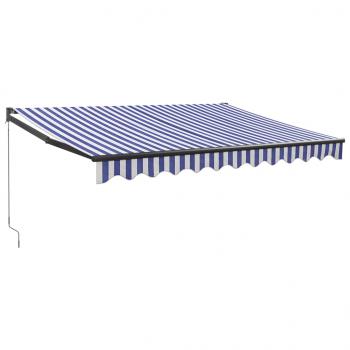 Markise Einziehbar Blau und Weiß 3x2,5 m Stoff und Aluminium