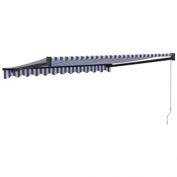 Markise Einziehbar Blau und Weiß 3x2,5 m Stoff und Aluminium