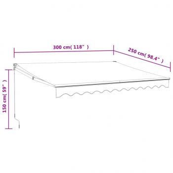 Markise Einziehbar Blau und Weiß 3x2,5 m Stoff und Aluminium
