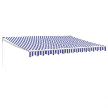 Markise Einziehbar Blau und Weiß 4,5x3 m Stoff und Aluminium