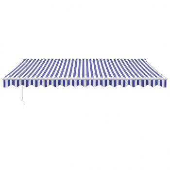 Markise Einziehbar Blau und Weiß 4,5x3 m Stoff und Aluminium