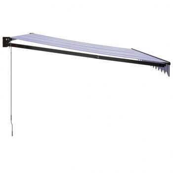 Markise Einziehbar Blau und Weiß 4x3 m Stoff und Aluminium