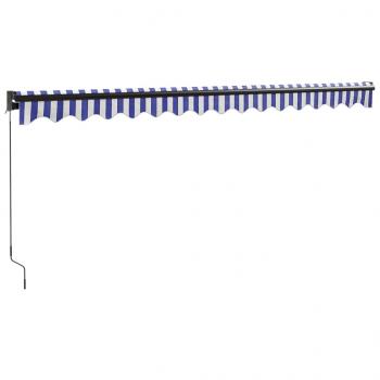 Markise Einziehbar Blau und Weiß 4x3 m Stoff und Aluminium