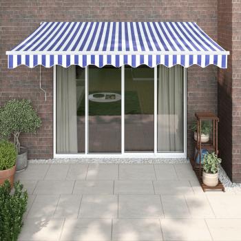 ARDEBO.de - Markise Einziehbar Blau und Weiß 3,5x2,5 m Stoff und Aluminium